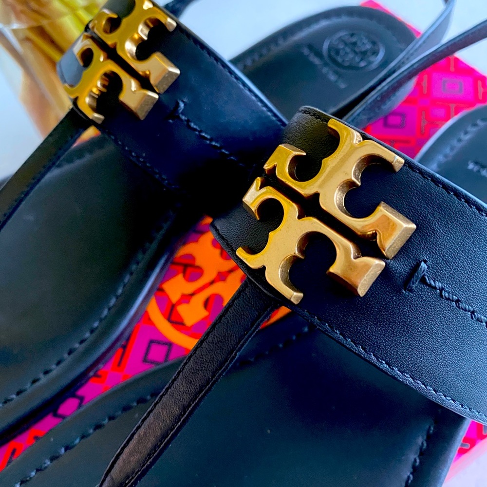 Tory Burch Everly Leather Sandals - Perfect Black